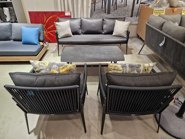 Azur elba alu lounge sofa set zwart rope met keramiek - afbeelding 4 van  6