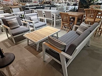 Azur guadeloupe alu lounge sofa set wit met teak armleuning - afbeelding 1 van  5