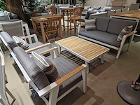 Azur guadeloupe alu lounge sofa set wit met teak armleuning - afbeelding 2 van  5