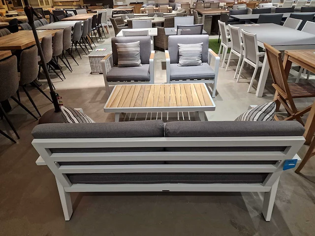 Azur guadeloupe alu lounge sofa set wit met teak armleuning - afbeelding 3 van  5