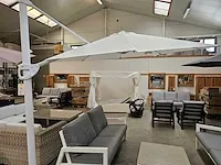 Azur hangparasol kansas rond 350cm wit + blauwsteen 100kg - afbeelding 1 van  6