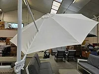 Azur hangparasol kansas rond 350cm wit + blauwsteen 100kg - afbeelding 2 van  6