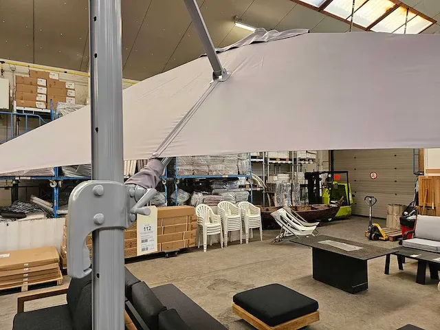 Azur hangparasol tulsa 3x4m silver grey + blauwsteen 100kg - afbeelding 2 van  6