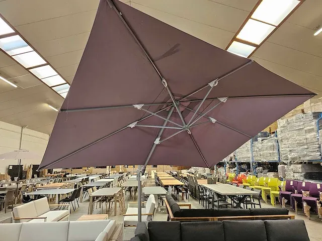 Azur hangparasol tulsa 3x4m silver grey + blauwsteen 100kg - afbeelding 3 van  6