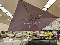 Azur hangparasol tulsa 3x4m silver grey + blauwsteen 100kg - afbeelding 3 van  6