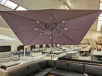 Azur hangparasol tulsa 3x4m silver grey + blauwsteen 100kg - afbeelding 4 van  6