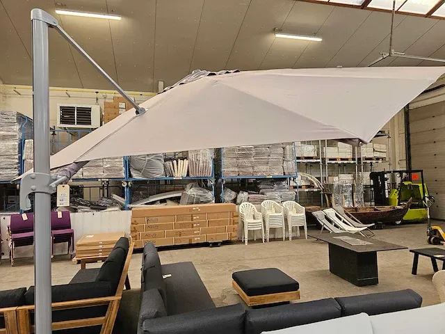 Azur hangparasol tulsa 3x4m silver grey + blauwsteen 100kg - afbeelding 1 van  6