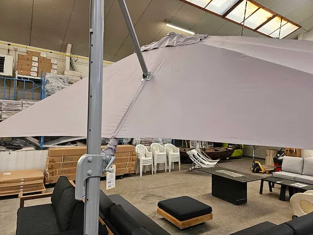 Azur hangparasol tulsa 3x4m silver grey + blauwsteen 100kg - afbeelding 2 van  6