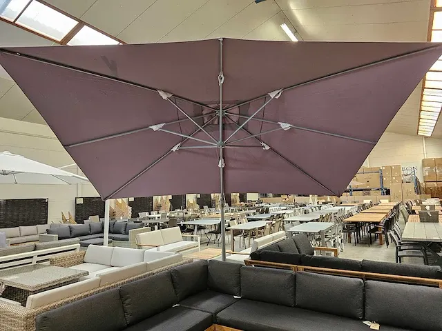 Azur hangparasol tulsa 3x4m silver grey + blauwsteen 100kg - afbeelding 3 van  6