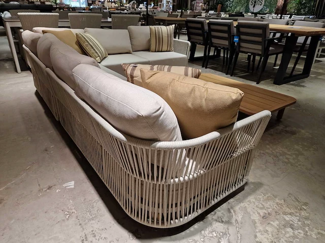Azur monaco alu lounge hoekset linnen rope met teak frame - afbeelding 3 van  5