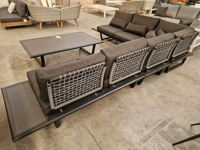 Azur palma alu lounge hoekset zwart rope met keramiek zijtafels - afbeelding 2 van  11