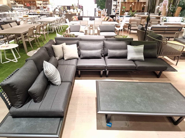 Azur palma alu lounge hoekset zwart rope met keramiek zijtafels - afbeelding 4 van  11