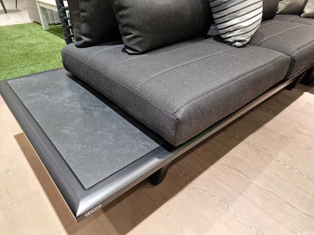 Azur palma alu lounge hoekset zwart rope met keramiek zijtafels - afbeelding 6 van  11