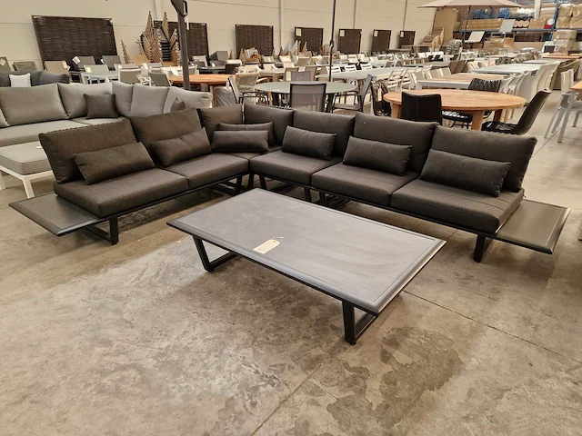 Azur palma alu lounge hoekset zwart rope met keramiek zijtafels - afbeelding 8 van  11