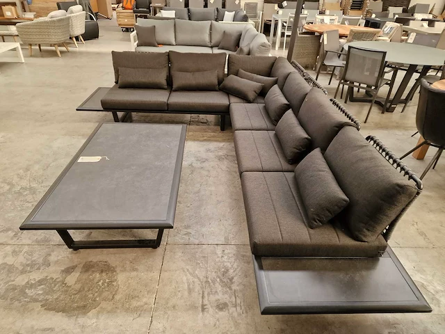 Azur palma alu lounge hoekset zwart rope met keramiek zijtafels - afbeelding 10 van  11