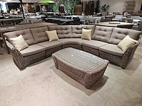 Azur texas lounge sofa hoekset wicker kobogrijs met kussens - afbeelding 1 van  5