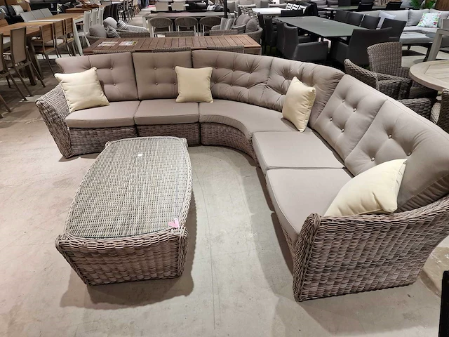 Azur texas lounge sofa hoekset wicker kobogrijs met kussens - afbeelding 3 van  5