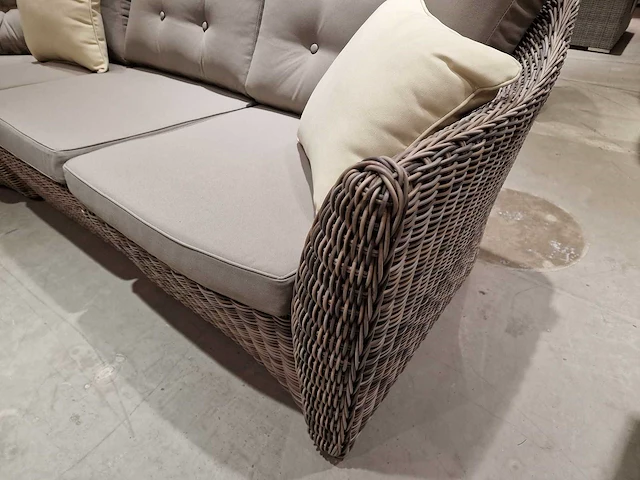 Azur texas lounge sofa hoekset wicker kobogrijs met kussens - afbeelding 4 van  5