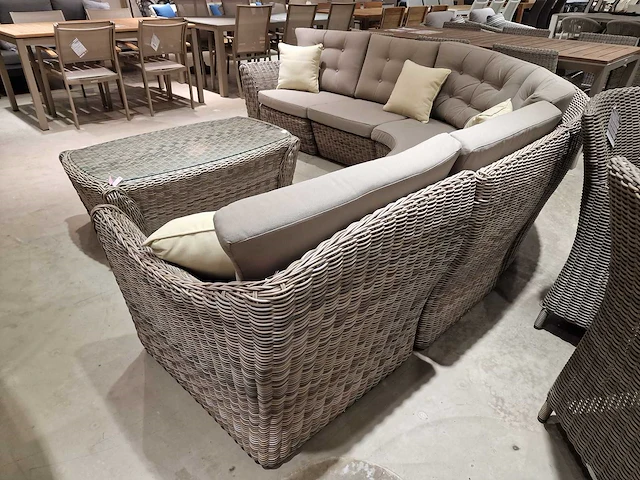 Azur texas lounge sofa hoekset wicker kobogrijs met kussens - afbeelding 5 van  5