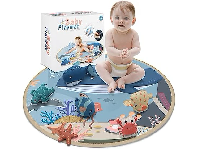 Baby playmat + knijpknuffels, 120cm, thema oceaan - afbeelding 1 van  3