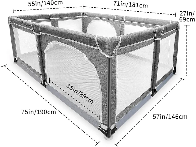 Baby speelpark xxl 190 x 146 x 69 cm - afbeelding 3 van  3
