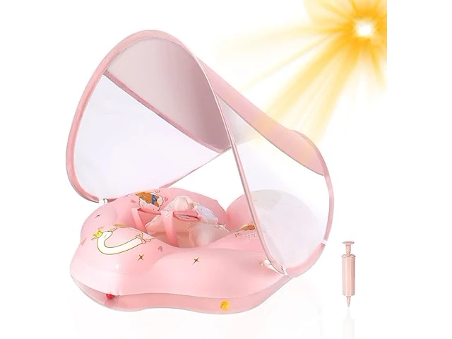 Baby-zwemring met zonnedak- pink (small) - afbeelding 1 van  4