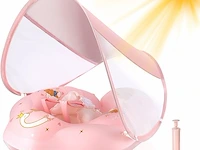 Baby-zwemring met zonnedak- pink (small) - afbeelding 1 van  4
