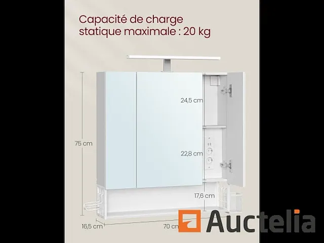 Badkamer meubilair 3 deuren, wand kast met spiegel - afbeelding 4 van  4