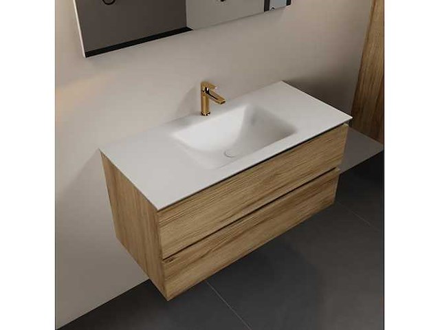 Badkamerkast eikenhoning 100cm - afbeelding 1 van  6