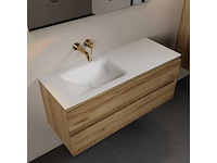 Badkamerkast eikenhout honing 120cm links - afbeelding 1 van  6