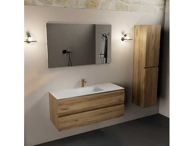 Badkamerkast eikenhout honing 120cm midden - afbeelding 4 van  6