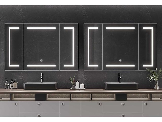 Badkamerkast met spiegel, led-verlichting en stopcontact - afbeelding 2 van  11