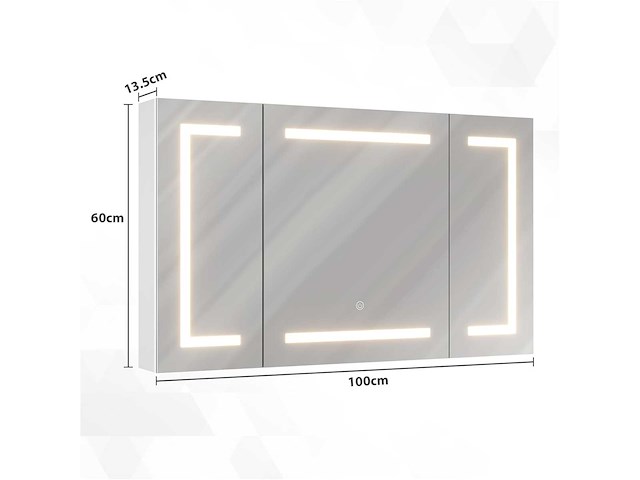 Badkamerkast met spiegel, led-verlichting en stopcontact - afbeelding 5 van  11