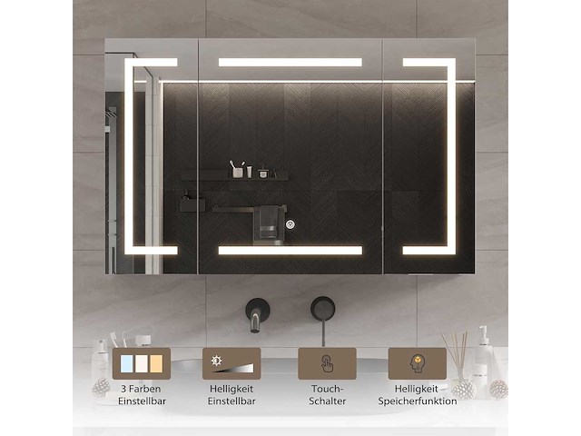 Badkamerkast met spiegel, led-verlichting en stopcontact - afbeelding 6 van  11