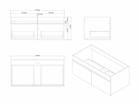 Badkamermeubel 100cm met spiegelkast en (hangkast) mat zwart - afbeelding 5 van  15