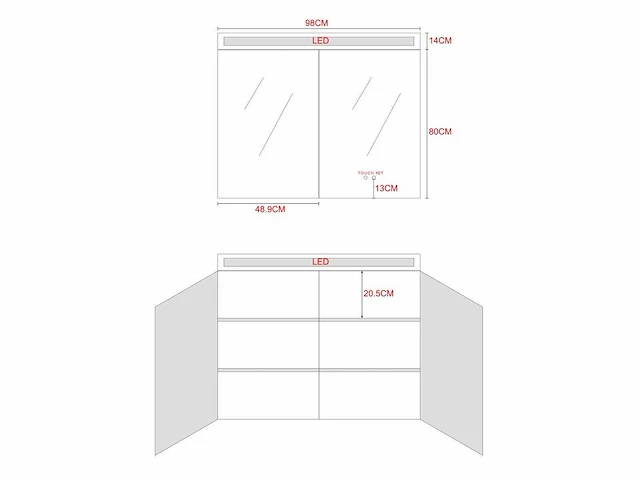 Badkamermeubel 100cm met spiegelkast en (hangkast) mat zwart - afbeelding 6 van  15