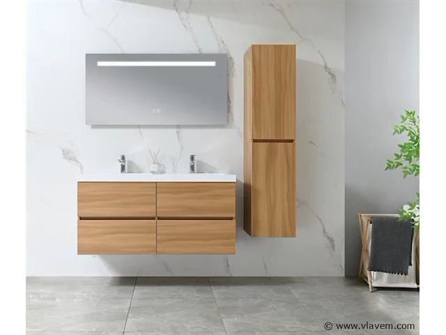 Badkamermeubel 120 cm - licht hout decor - afbeelding 2 van  9