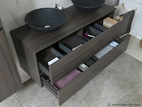Badkamermeubel 130 cm - donker hout decor - afbeelding 2 van  12