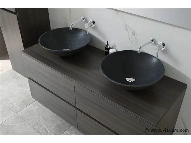 Badkamermeubel 130 cm - donker hout decor - afbeelding 12 van  12