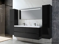 Badkamermeubel 145 cm - hoogglans zwart - afbeelding 1 van  8