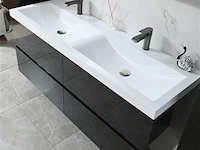 Badkamermeubel 145 cm - hoogglans zwart - afbeelding 3 van  8