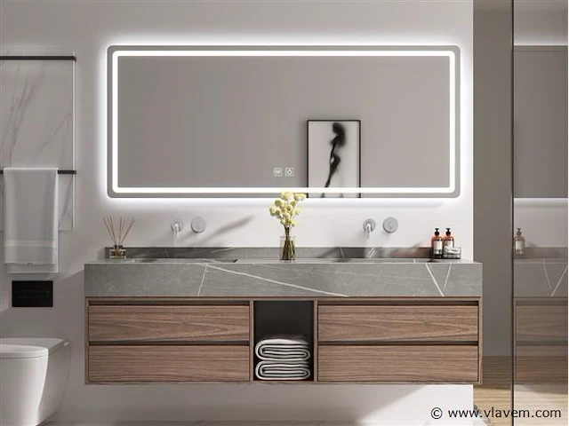 Badkamermeubel 2-persoons - 150 cm - hout decor - afbeelding 1 van  4