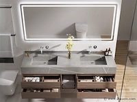 Badkamermeubel 2-persoons - 150 cm - hout decor - afbeelding 3 van  4