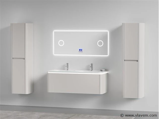 Badkamermeubel 2 persoons 120 cm - taupe - 2 zijkasten - afbeelding 1 van  5
