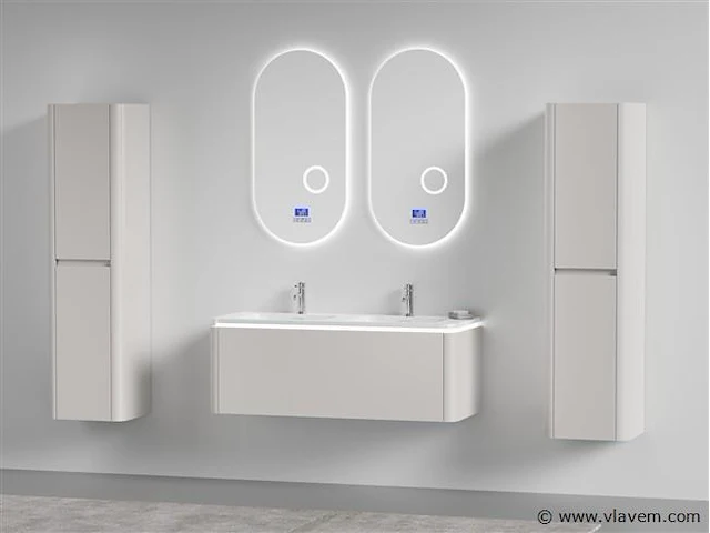 Badkamermeubel 2 persoons 120 cm - taupe - 2 zijkasten - afbeelding 1 van  5
