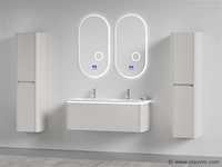 Badkamermeubel 2 persoons 120 cm - taupe - 2 zijkasten - afbeelding 1 van  5