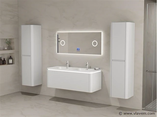 Badkamermeubel 2 persoons 120 cm - wit - 2 zijkasten - afbeelding 1 van  5