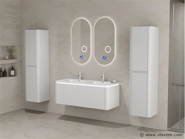 Badkamermeubel 2 persoons 120 cm - wit - 2 zijkasten - afbeelding 1 van  5