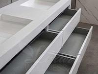 Badkamermeubel 2-persoons 120cm (2 kleuren mogelijk) met (hangkast) en natuursteen of solid surface wastafel(s) - afbeelding 6 van  40