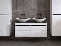 Badkamermeubel 2-persoons 120cm (2 kleuren mogelijk) met (hangkast) en natuursteen of solid surface wastafel(s) - afbeelding 9 van  40